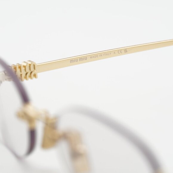 Miu Miu MUA54S 5AK08N Sunglasses Gold Oval Frame, Clear Blue Light Filter Lenses main image 8
